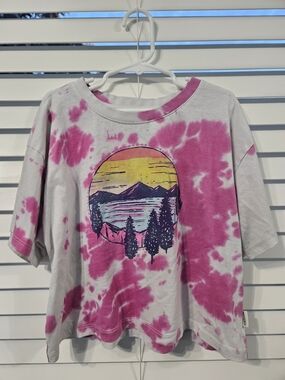 Kids Pink Tie-Dye Graphic Tee - Scenic Sunset